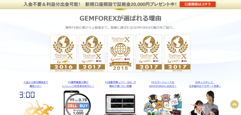 GEMFOREXトップ画像